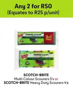 Makro SCOTCH-BRITE Multi Colour Scourers or SCOTCH-BRITE Heavy Duty Scourers offer