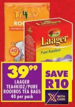 Shoprite Laager tea 4kidz/ pure rooibos tea bags offer