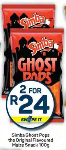 Pick n Pay SIMBA GHOST POPS THE ORIGINAL FLAVOURED MAIZE SNACK 100g offer