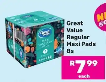 Game Great Value Regular Maxi Pads 8s offer