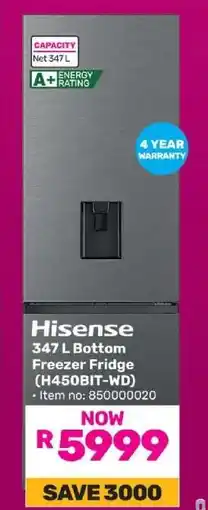 Game Hisense 347 L Bottom Freezer Fridge (H450BIT-WD) offer