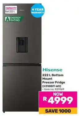 Game Hisense 222 L Bottom Mount Freezer Fridge (H310BIT-WD) offer