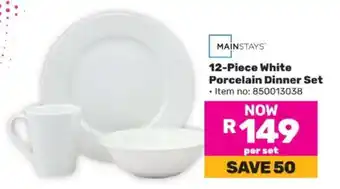 Game 12-Piece White Porcelain Dinner Set offer