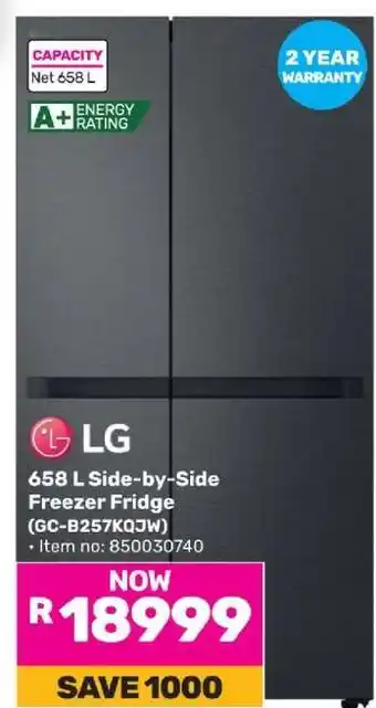 Game LG 658 L Side-by-Side Freezer Fridge offer
