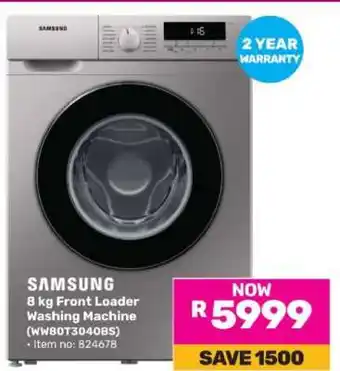 Game Samsung 8 kg Front Loader Washing Machine (WW80T3040BS) offer