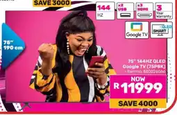 Game 75 144HZ QLED Google TV (75P8K) offer