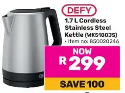 Game DEFY 1.7 L Cordless Stainless Steel Kettle (WK5100JS) offer