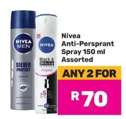 Game Nivea Anti-Perspirant Spray 150 ml Assorted offer