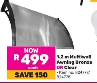 Game 1.2 m Multiwall Awning Bronze OR Clear offer