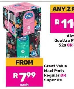 Game Great Value Maxi Pads offer