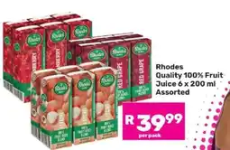 Game Rhodes Quality 100% Fruit Juice 6 x 200 ml Assorted offer