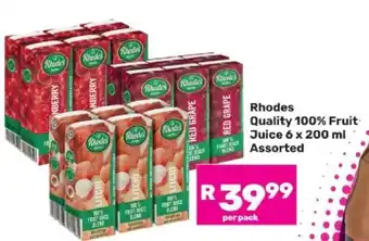 Game Rhodes Quality 100% Fruit Juice 6 x 200 ml Assorted offer
