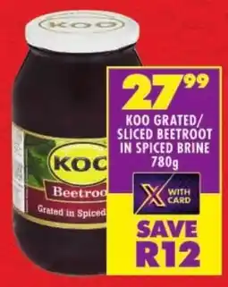 Shoprite Koo grated/ sliced beetroot in spiced brine offer