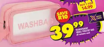 Shoprite Transparent small toiletry bag offer