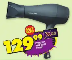 Shoprite Essentials hair dryer 1200w offer