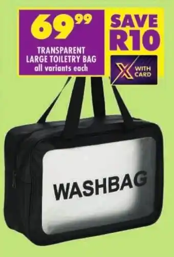 Shoprite Transparent large toiletry bag offer