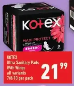 Shoprite KOTEX Ultra Sanitary Pads With Wings offer