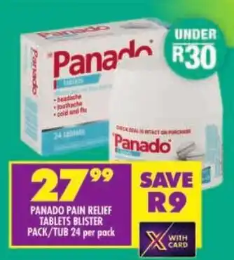 Shoprite Panado pain relief tablets blister offer