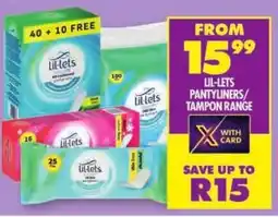 Shoprite Lil-lets pantyliners/ tampon range offer