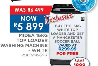 Midea 16kg Top Loader Washing Machine - White