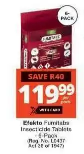 Checkers Efekto Fumitabs Insecticide Tablets - 6-Pack offer