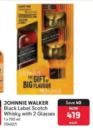 Makro JOHNNIE WALKER Black Label Scotch Whisky with 2 Glasses offer
