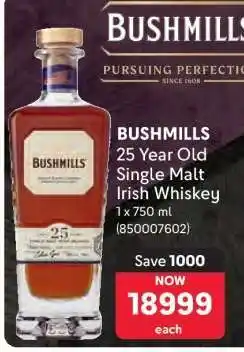 Makro BUSHMILLS 25 Year Old Single Malt Irish Whiskey offer
