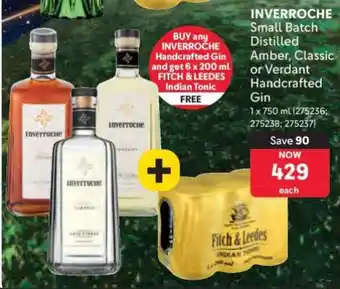 Makro INVERROCHE Small Batch Distilled Amber, Classic or Verdant Handcrafted Gin offer