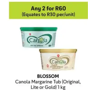 Makro BLOSSOM Canola Margarine Tub (Original, Lite or Gold) 1 kg offer