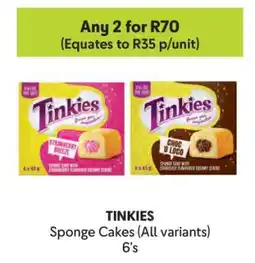 Makro TINKIES Sponge Cakes (All variants) 6's offer