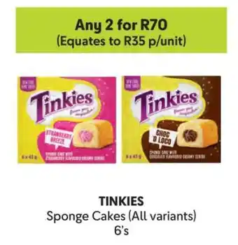 Makro TINKIES Sponge Cakes (All variants) 6's offer