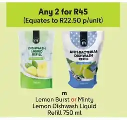 Makro m Lemon Burst or Minty Lemon Dishwash Liquid Refill 750 ml offer
