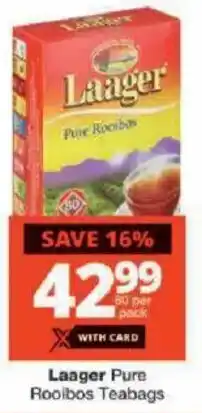 Checkers Laager Pure Rooibos Teabags offer