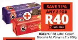 Checkers Bakers Red Label Cream Biscuits All Variants offer