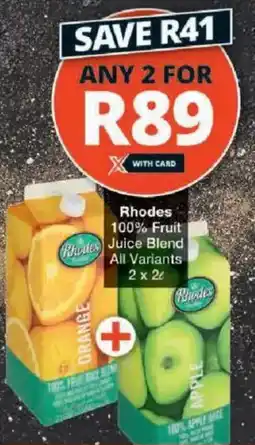 Checkers Rhodes 100% Fruit Juice Blend All Variants offer