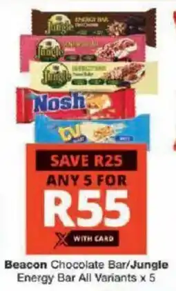 Checkers Beacon Chocolate Bar/ Jungle Energy Bar All Variants offer