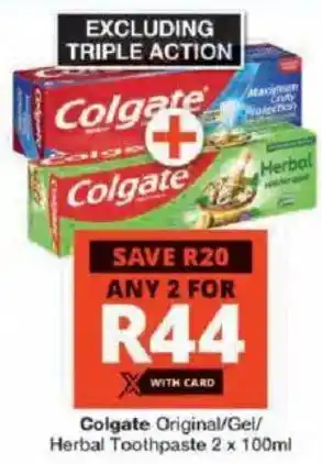 Checkers Colgate Original/ Gel/ Herbal Toothpaste offer