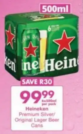 President Hyper Heineken Premium Silver/ Original Lager Beer Cans offer