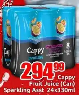 Three Star Cash and Carry Cappy Fruit Juice Can Sparkling Asst offer