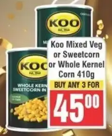 Frontline Koo Mixed Veg or Sweetcorn or Whole Kernel Corn offer
