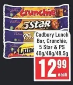 Frontline Cadbury Lunch Bar, Crunchie, 5 Star & PS offer