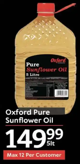 Oxford Freshmarket Oxford Pure Sunflower Oil offer