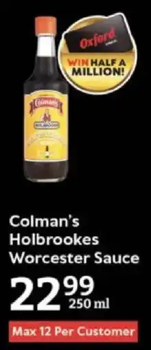 Oxford Freshmarket Colman's Holbrookes Worcester Sauce offer