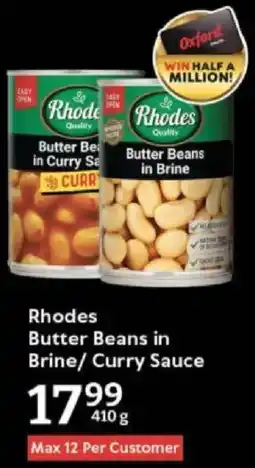 Oxford Freshmarket Rhodes Butter Beans in Brine/ Curry Sauce offer