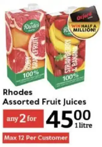 Oxford Freshmarket Rhodes Assorted Fruit Juices offer
