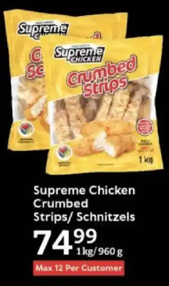 Oxford Freshmarket Supreme Chicken Crumbed Strips/ Schnitzels offer