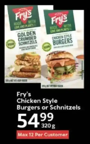 Oxford Freshmarket Fry's Chicken Style Burgers or Schnitzels offer