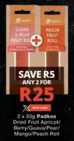 Checkers Hyper Padkos Dried Fruit Apricot/ Berry/ Guava/ Pear/ Mango/ Peach Roll offer