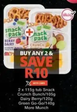 Checkers Hyper Snack Crunch Bunch/ Dairy Berry/ Green Go-Go/ More Munch offer