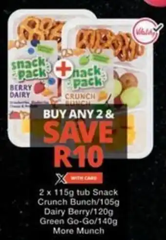 Checkers Hyper Snack Crunch Bunch/ Dairy Berry/ Green Go-Go/ More Munch offer